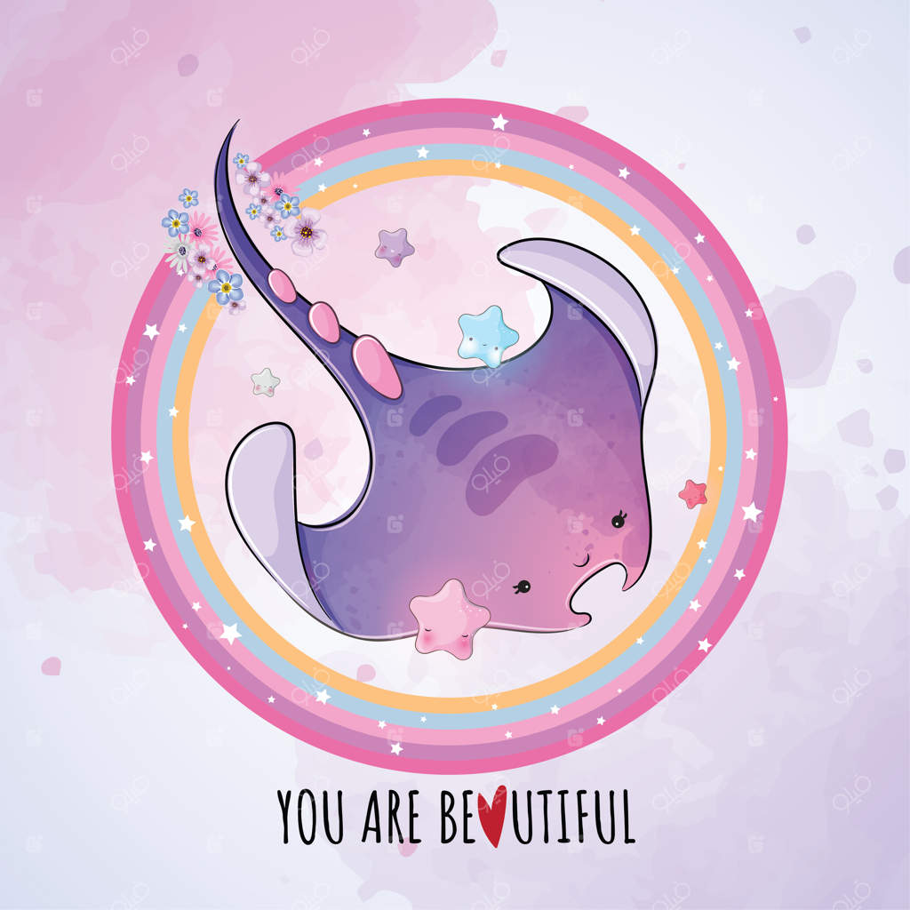 تصویر حیوان بامزه سفره‌ماهی با رنگ‌آمیزی رنگین‌کمانی