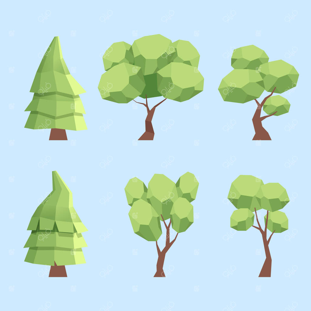 تصویرسازی منظره با طراحی تخت و چندضلعی ساده