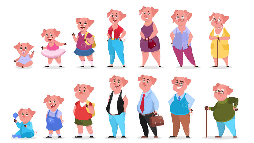 تولید شخصیت خوک با لباس‌های انسان‌نما