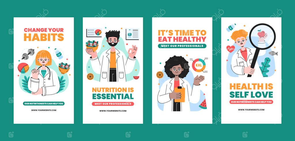 قالب استوری اینستاگرام برای کمک تغذیه‌شناس