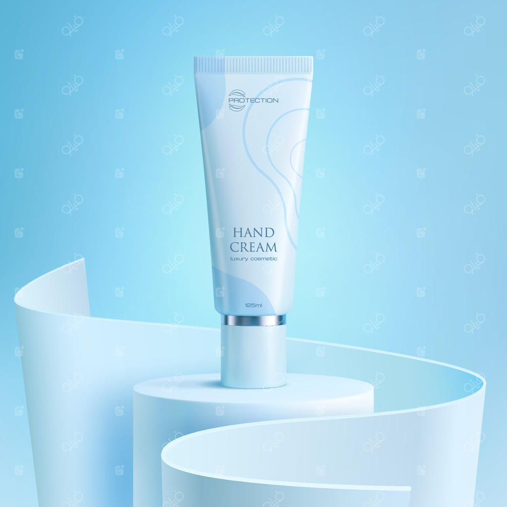 صحنه نمایش با تیوپ واقعی کرم مراقبت از پوست
