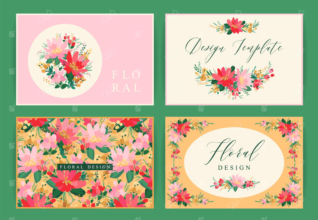 مجموعه‌ای از الگوهای طراحی گل برای کارت، پوستر، بروشور، جلد، دکوراسیون خانه و سایر موارد
