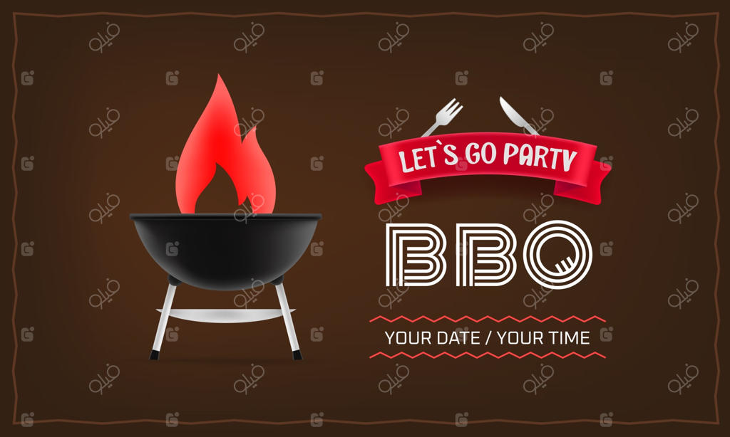 طرح پوستر افقی مهمانی باربیکیو