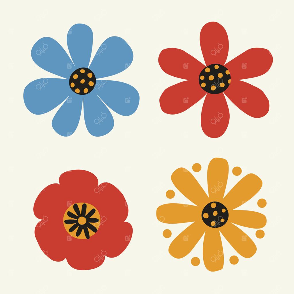 مجموعه وکتور و تصویرسازی‌های دستی گل با طراحی تخت