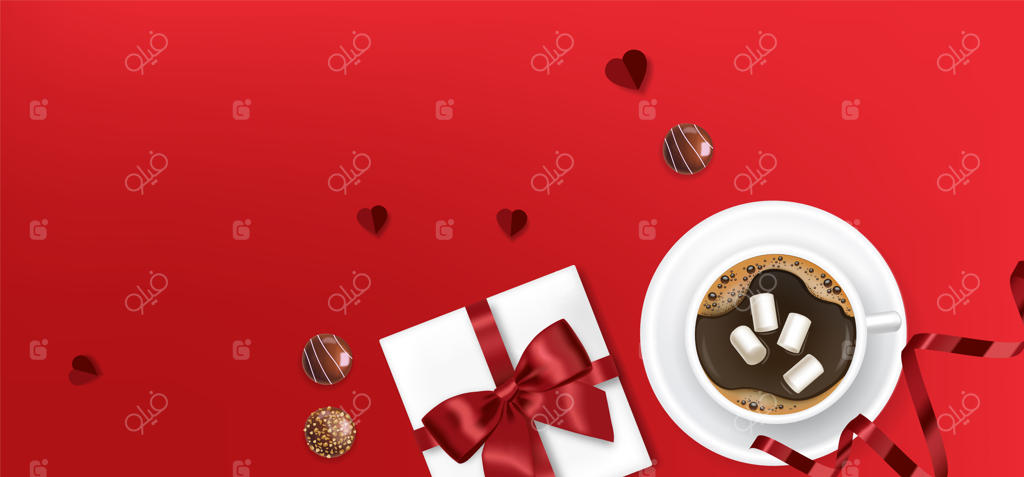 پس‌زمینه ولنتاین، کارت عاشقانه، بنر رمانتیک، قهوه، شکلات، پس‌زمینه عشق