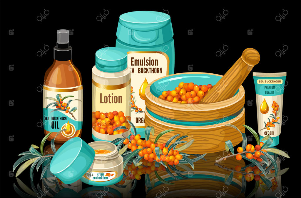 مجموعه سنجد دریایی و محصولات آرایشی.