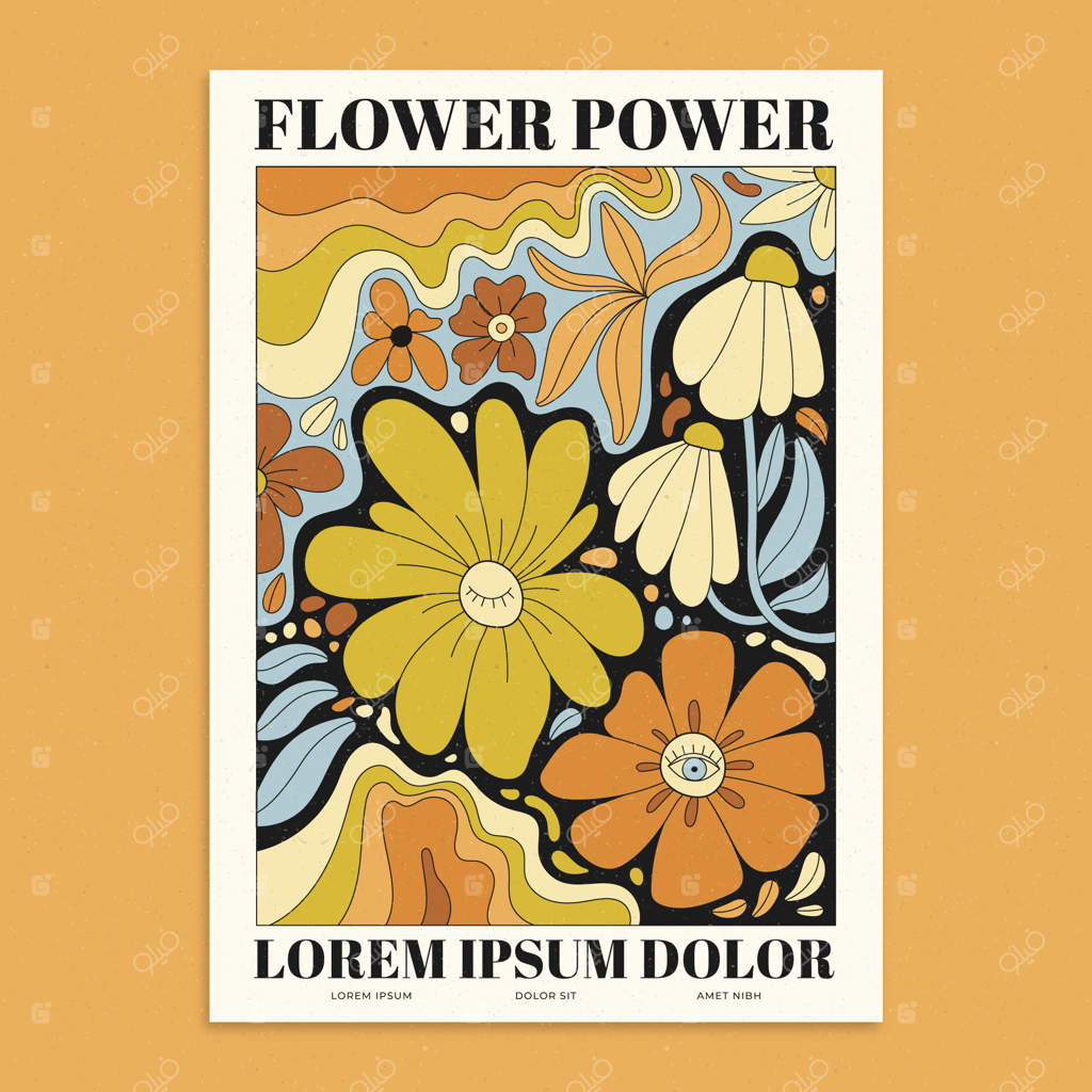 پوستر دستی با طرح گل و قدرت گل‌ها