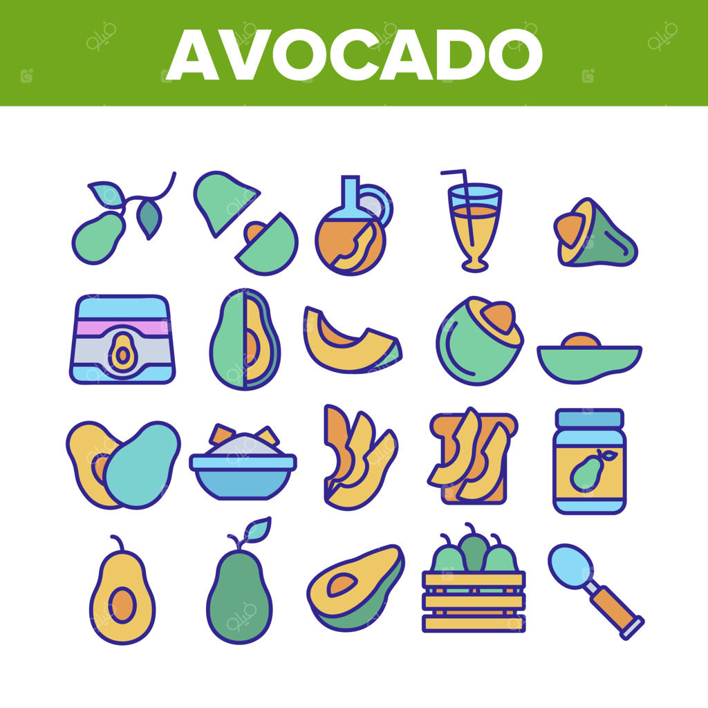 مجموعه آیکون‌های وکتور آووکادو