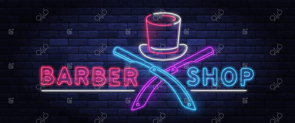 آرایشگاه نئون روشن و درخشان.
