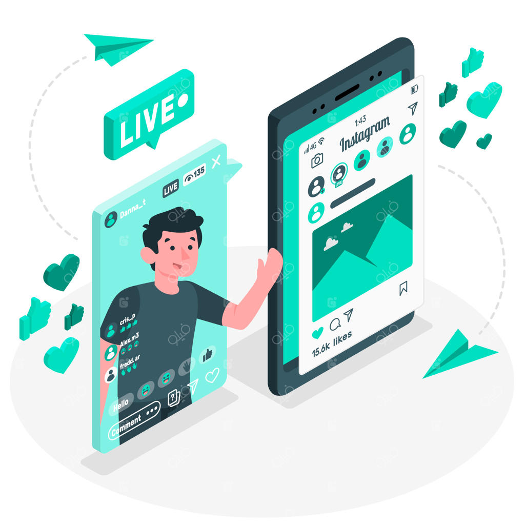 تصویرسازی مفهوم پخش ویدیو در اینستاگرام