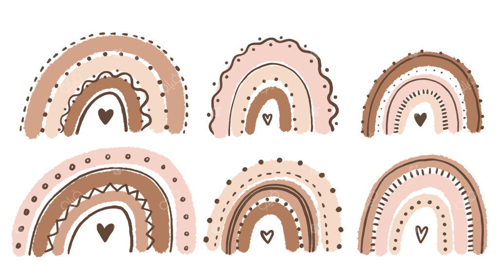 مجموعه رنگین‌کمان‌های کارتونی و بامزه با طراحی ساده به سبک اسکاندیناوی