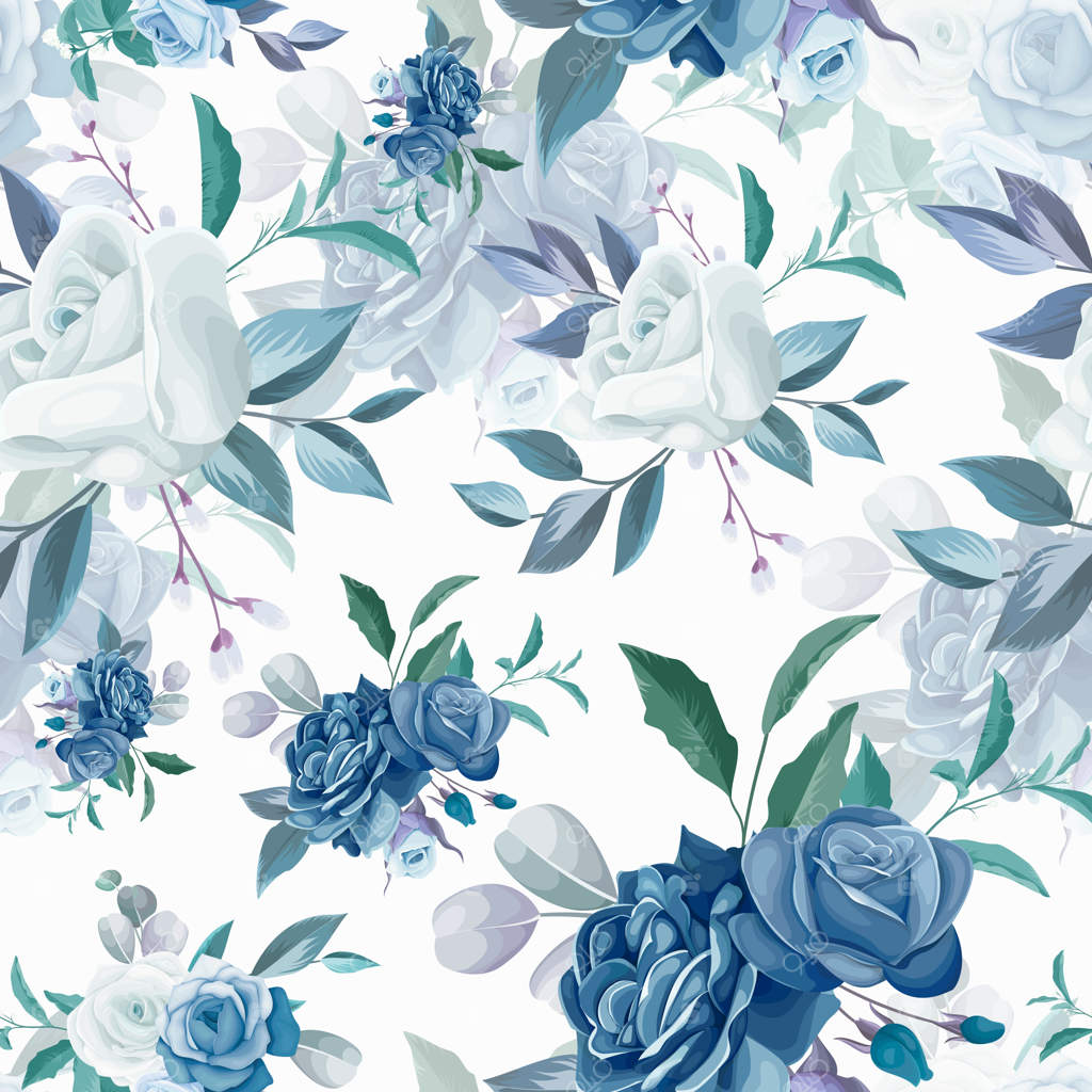 طراحی پترن گل و برگ دست‌کشیده