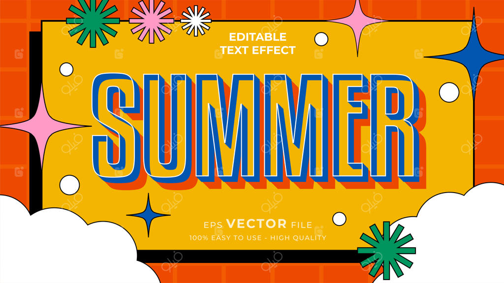 افکت متن ویرایش‌پذیر: تابستان به سبک کارتونی قدیمی و جذاب