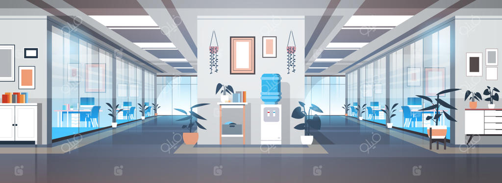 تصویر دفتر کار مدرن و فضای باز بدون حضور افراد