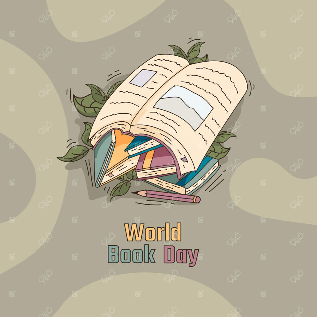 پوستر روز جهانی کتاب با رنگ‌های پاستلی به صورت وکتور