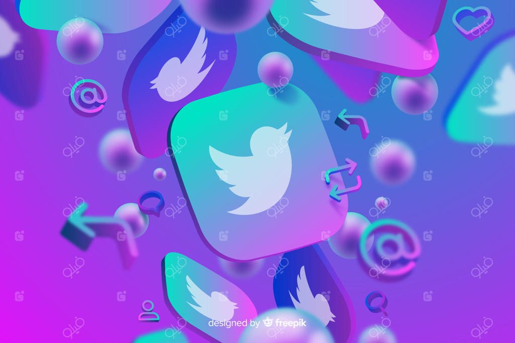 پس‌زمینه انتزاعی با لوگوی توییتر