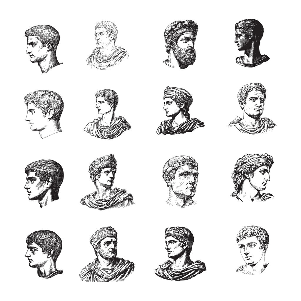 حکاکی‌های دستی سر مرد باستانی