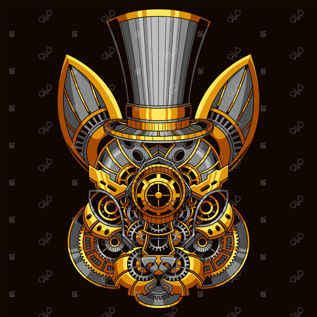 تصویرسازی خرگوش در سبک استیم‌پانک