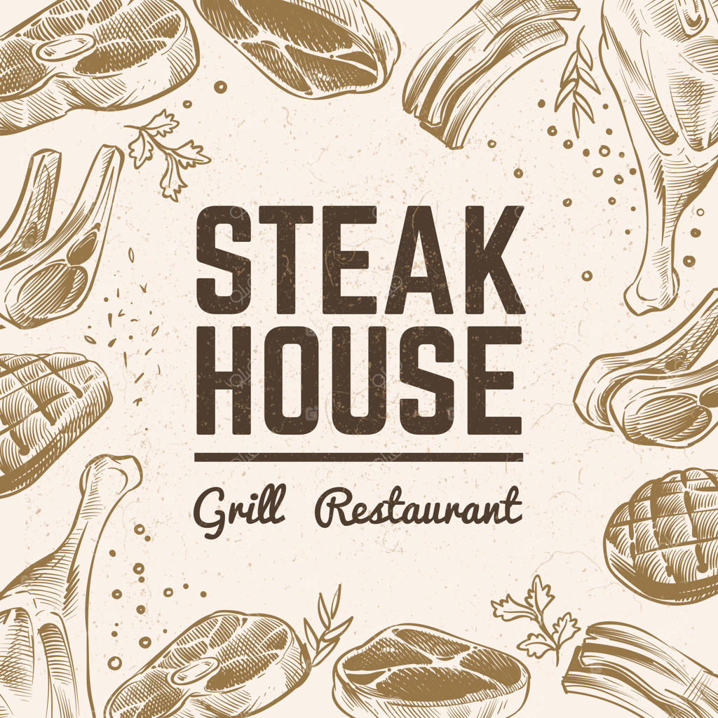 طرح پس‌زمینه گوشت. منوی غذاهای کبابی. پس‌زمینه قدیمی با طراحی دستی گوشت کبابی