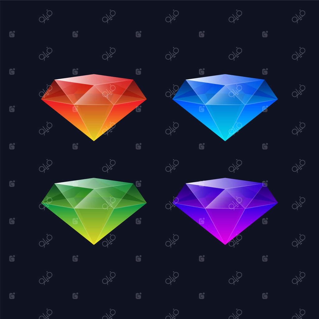 آیکون‌های الماس رنگارنگ