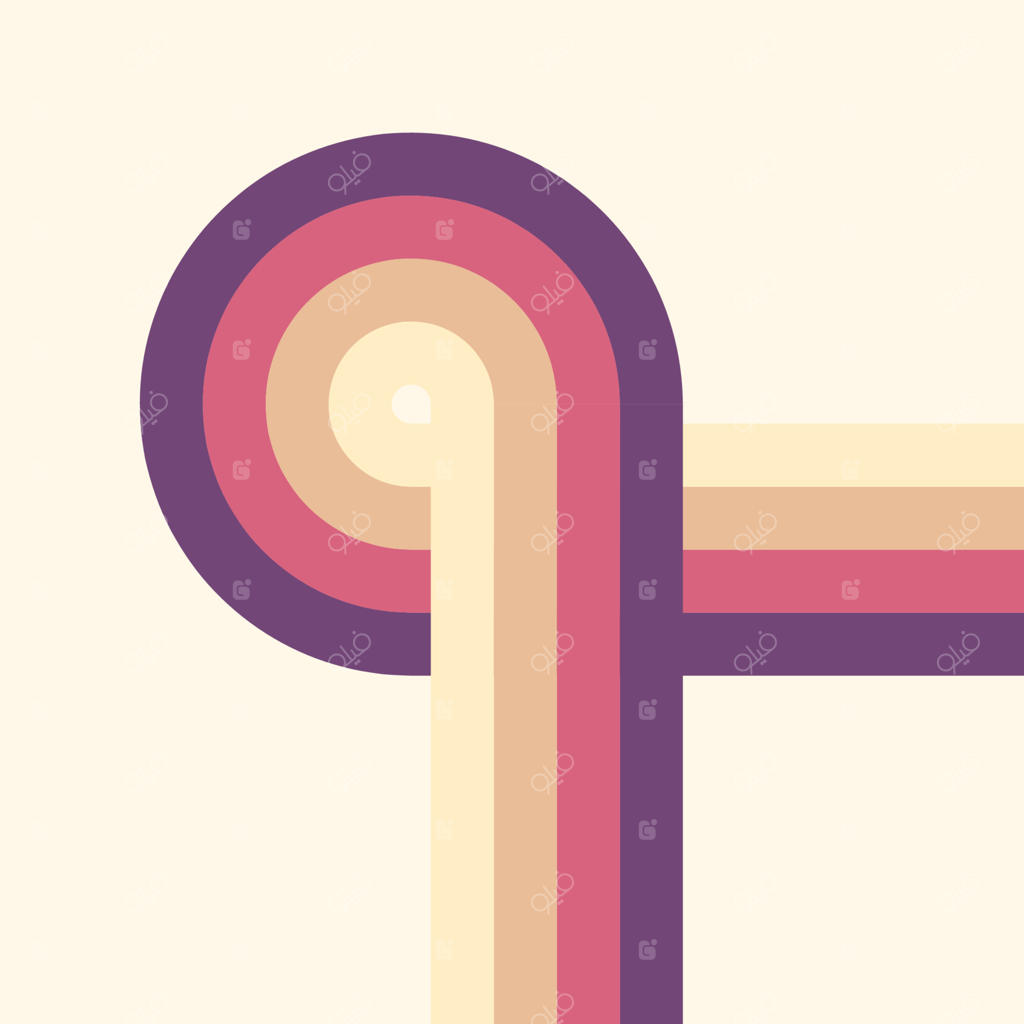 پس‌زمینه ساده رترو با طرح راه‌راه منحنی رنگی؛ تصویرسازی وکتور وینتیج دهه ۶۰، ۷۰ و ۸۰