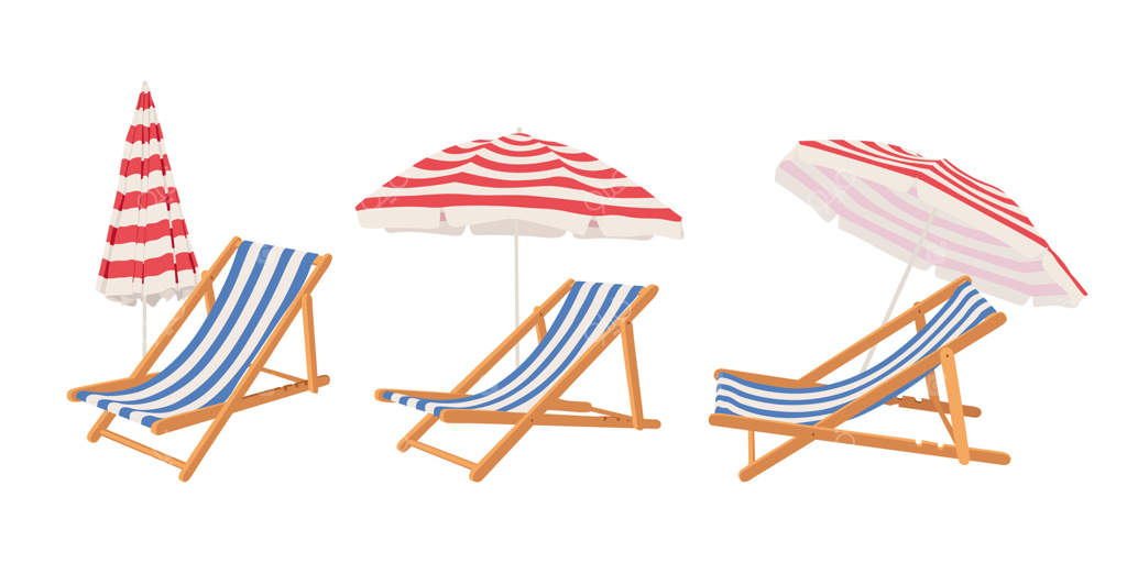 ست صندلی تاشو ساحلی با چتر. مبلمان دستی برای باغ و ساحل.