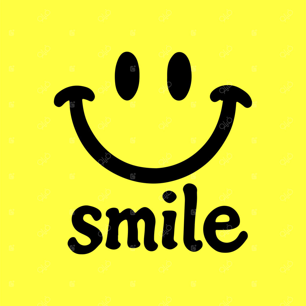 گرافیک صورت شاد با متن لبخند وکتور هنر