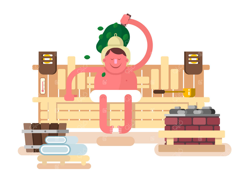 مردی در بخار سونا