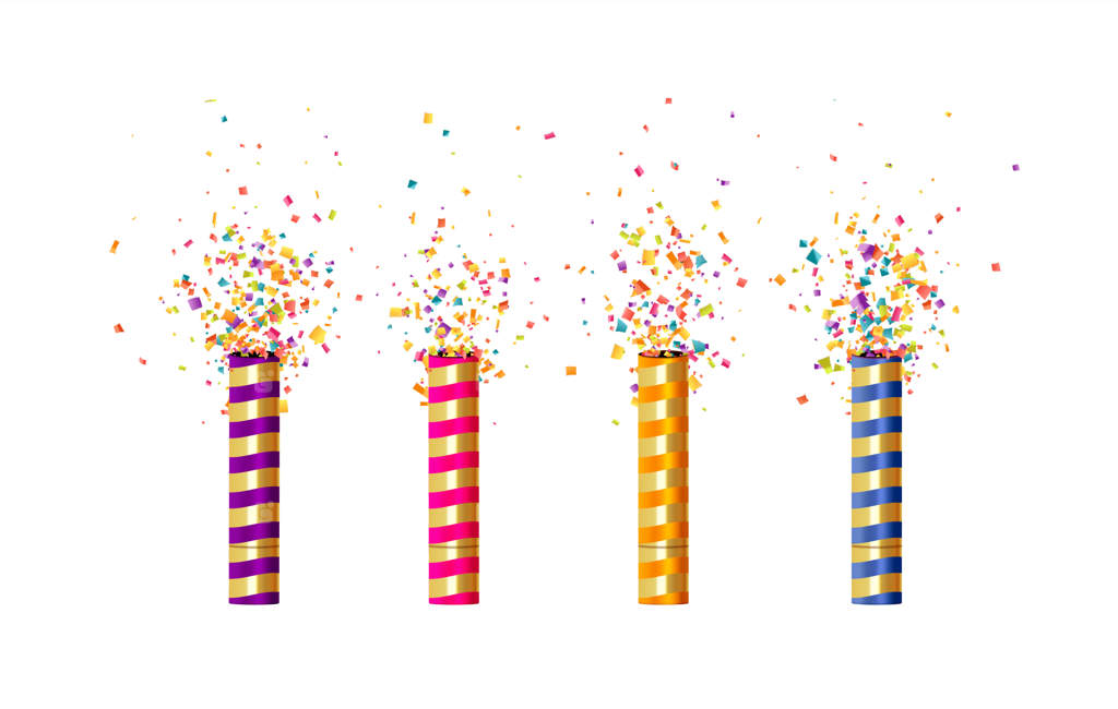 ترقه جشن با کاغذ رنگی، اکلیل، و تزئینات دیگر برای جشن. فریاد جشن و غافلگیری! شیء تزئینی مناسب برای مراسم. تصویر وکتور