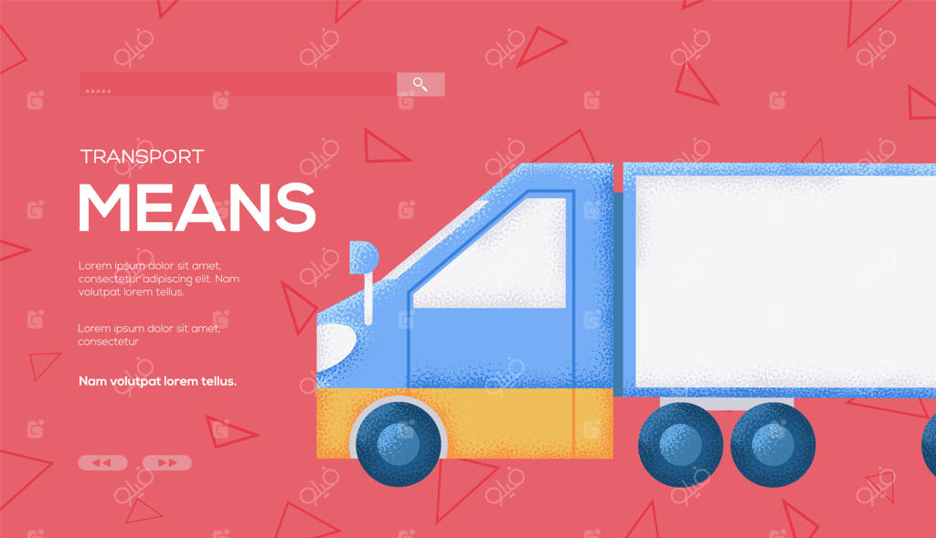 تراکت طرح مفهومی کامیون، بنر وب، سربرگ واسط کاربری، ورود به سایت.