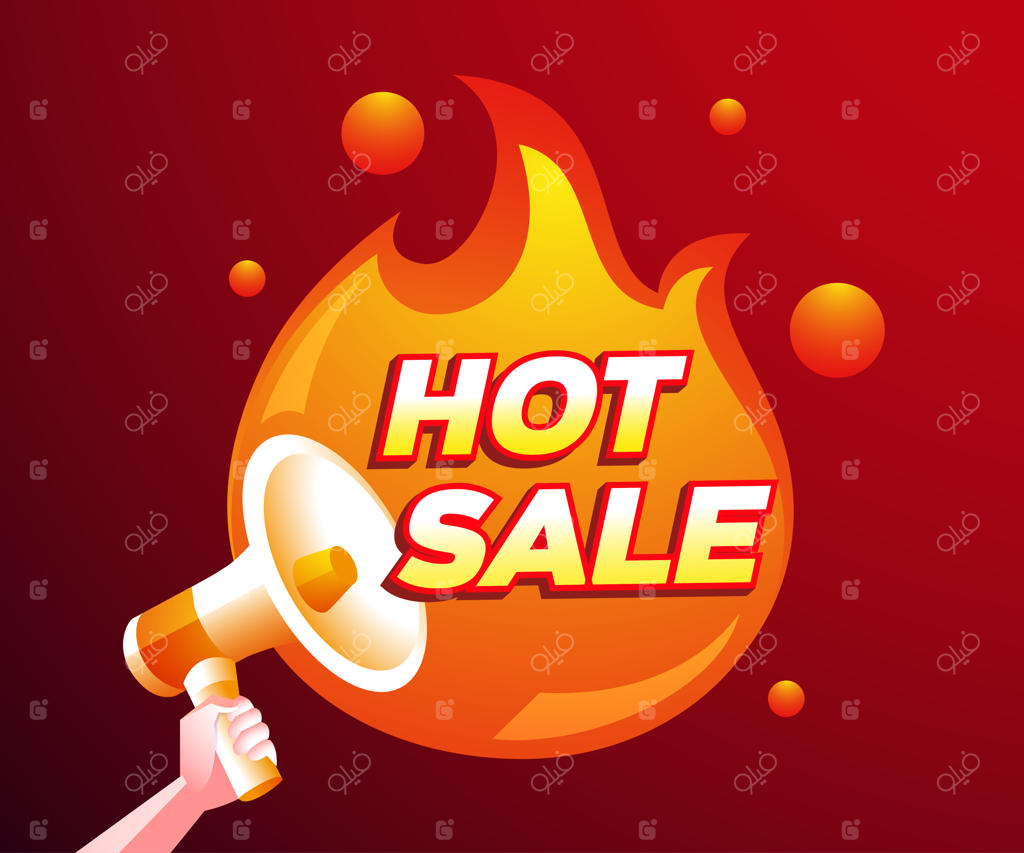 تخفیف ویژه با نماد آتش و بلندگو