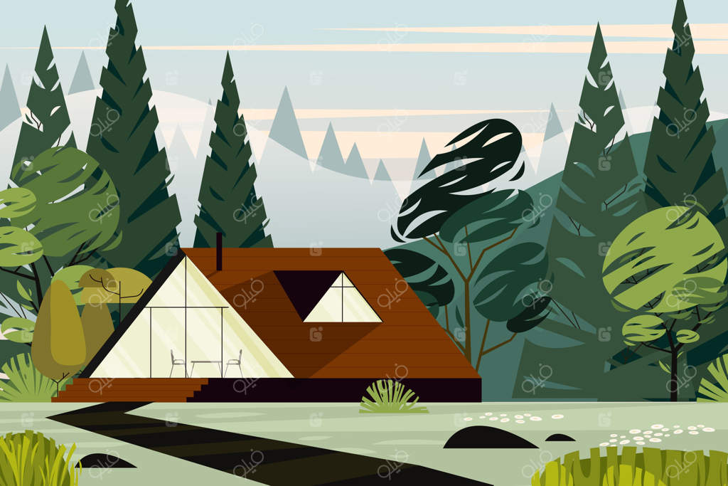 خانه لوکس با تراس و باغی محصور در میان درختان و کوه‌ها، ایده‌آل برای یک تعطیلات آرام یا فرار آخر هفته به دل طبیعت ساکت