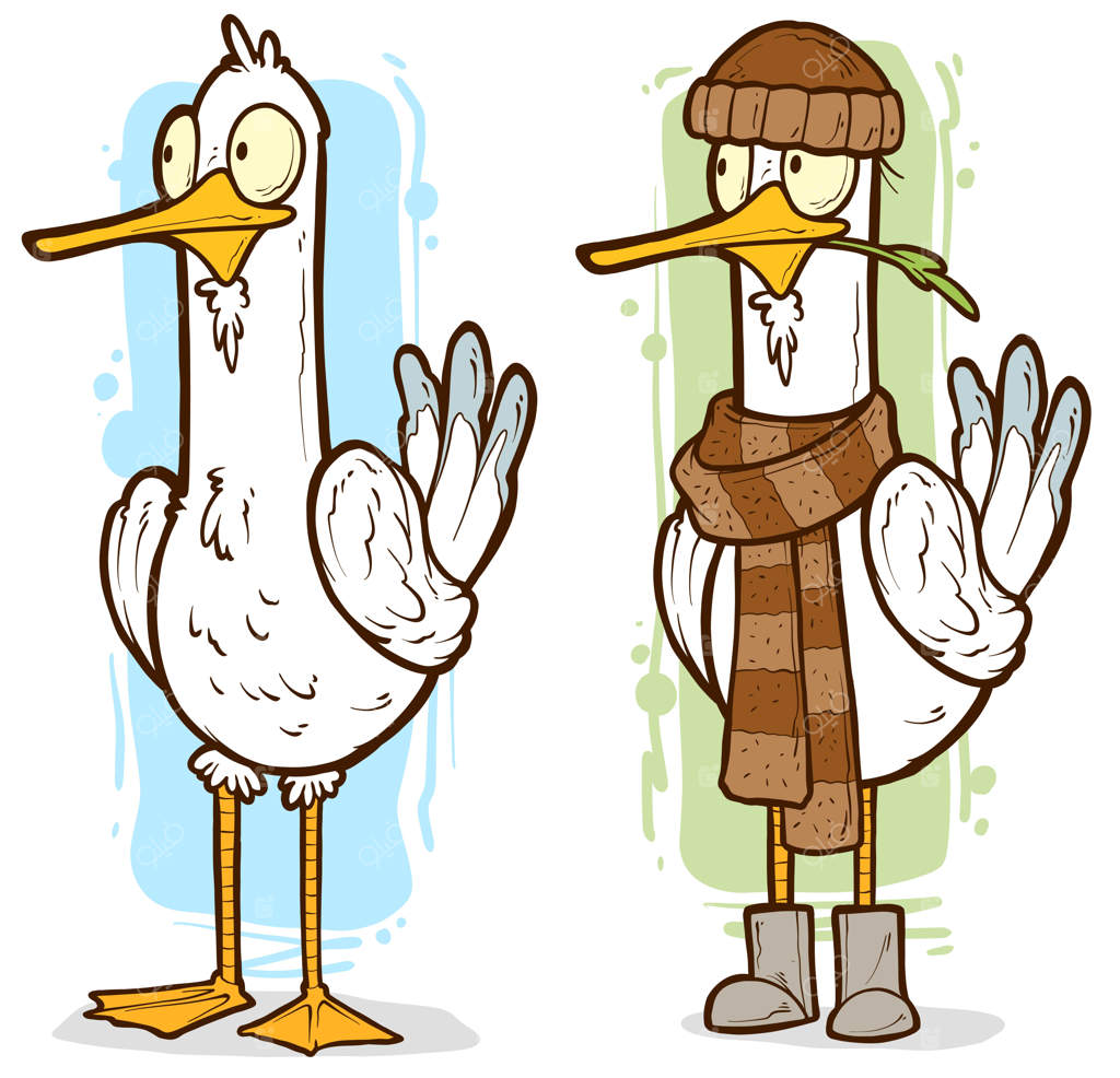 کارتون غاز بامزه با کلاه و شال گردن