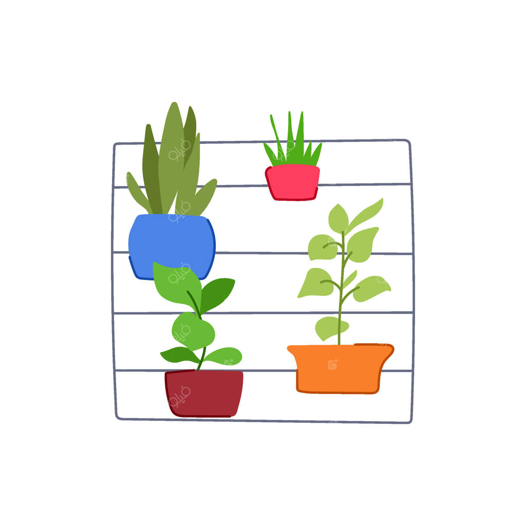 آیتم تصویرسازی کارتونی باغ عمودی شهری داخلی