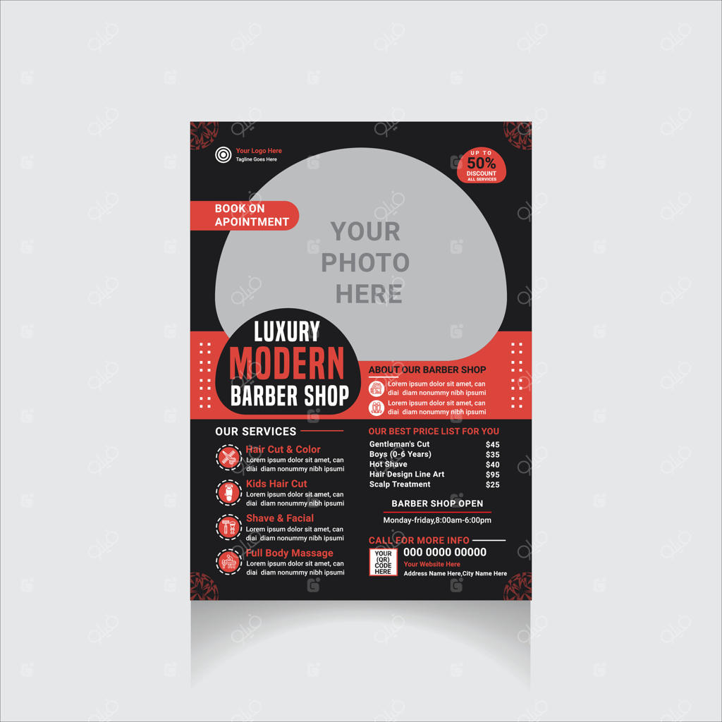 تراکت تبلیغاتی خلاقانه برای آرایشگاه مردانه