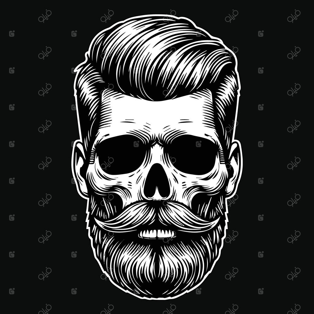 تصویر سیاه و سفید ماسکوت جمجمه آرایشگر هنر تاریک