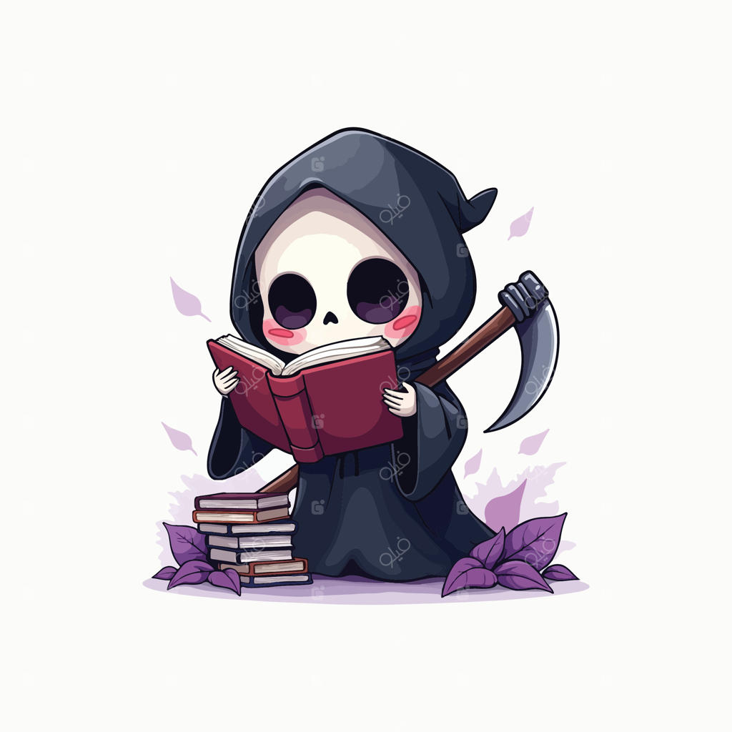 پاندای کارتونی به شکل عزرائیل با داس، تصویری همزمان بامزه و ترسناک