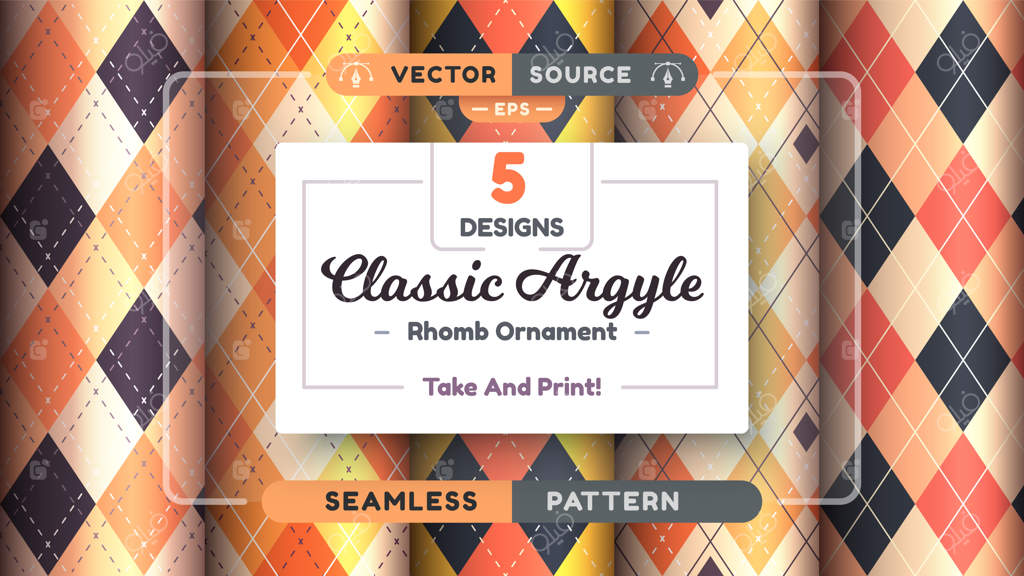 پترن دنباله‌دار آرگیل هالووین برای پارچه‌ اسکاتلندی و بافت زمینه مربع