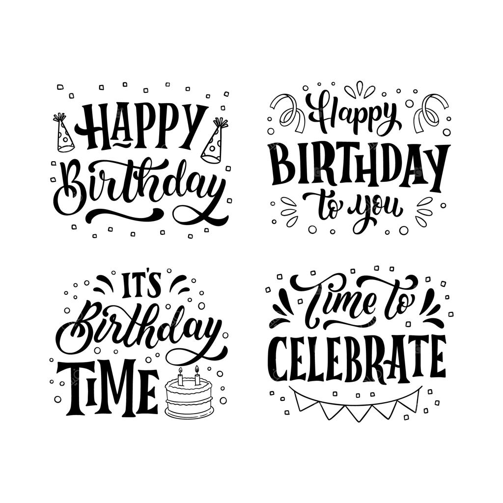 مجموعه برچسب‌های تولد با نوشته‌های مشکی