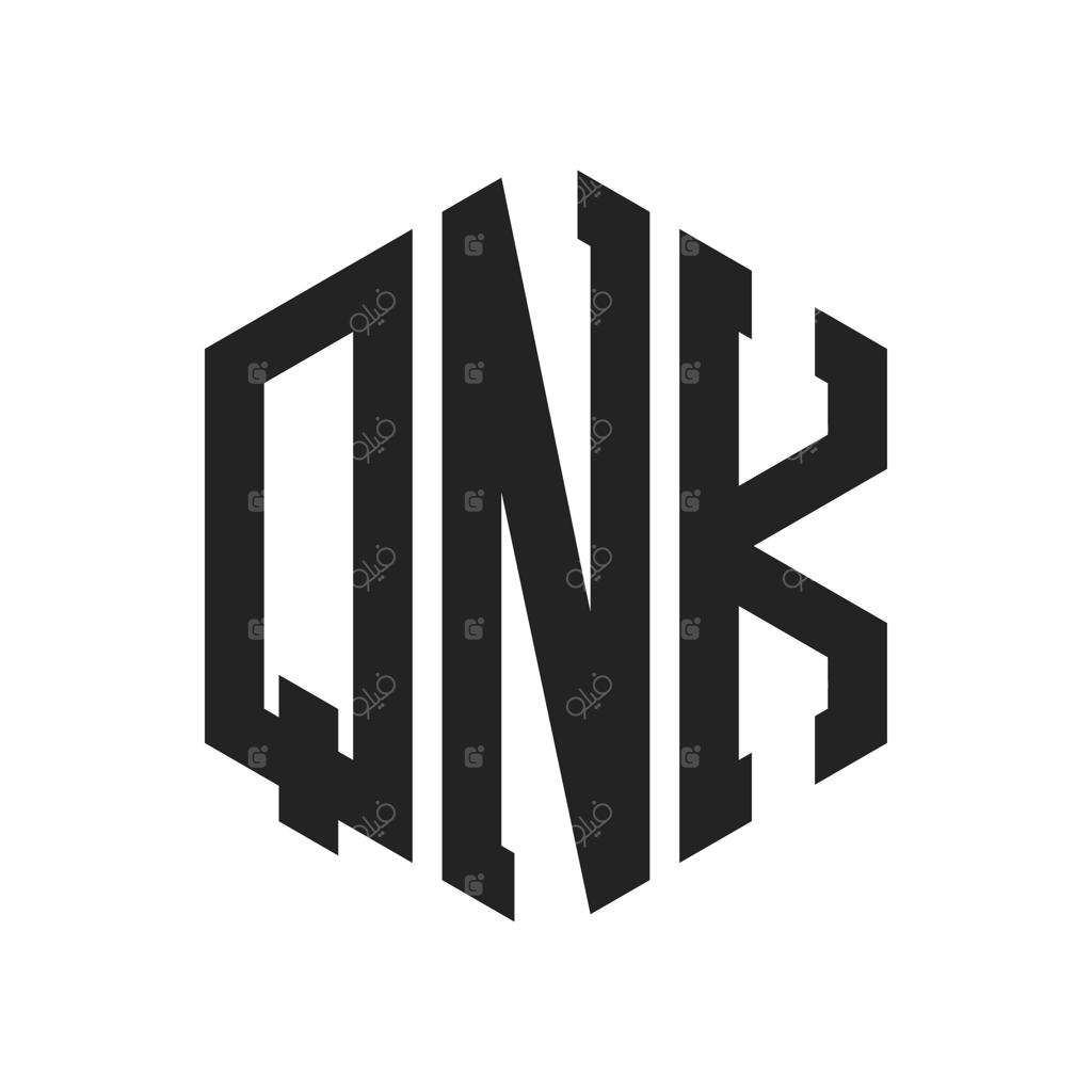 طراحی لوگوی مونوگرام حروف QNK در قالب شش‌ضلعی