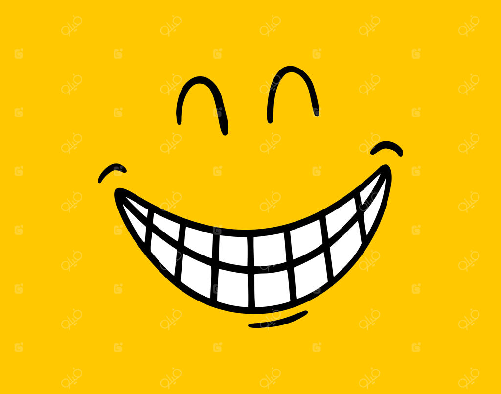 وکتور آیکون صورت خندان با طرح دستی و دودل کارتونی؛ طراحی خطی و نمادین با حس مثبت
