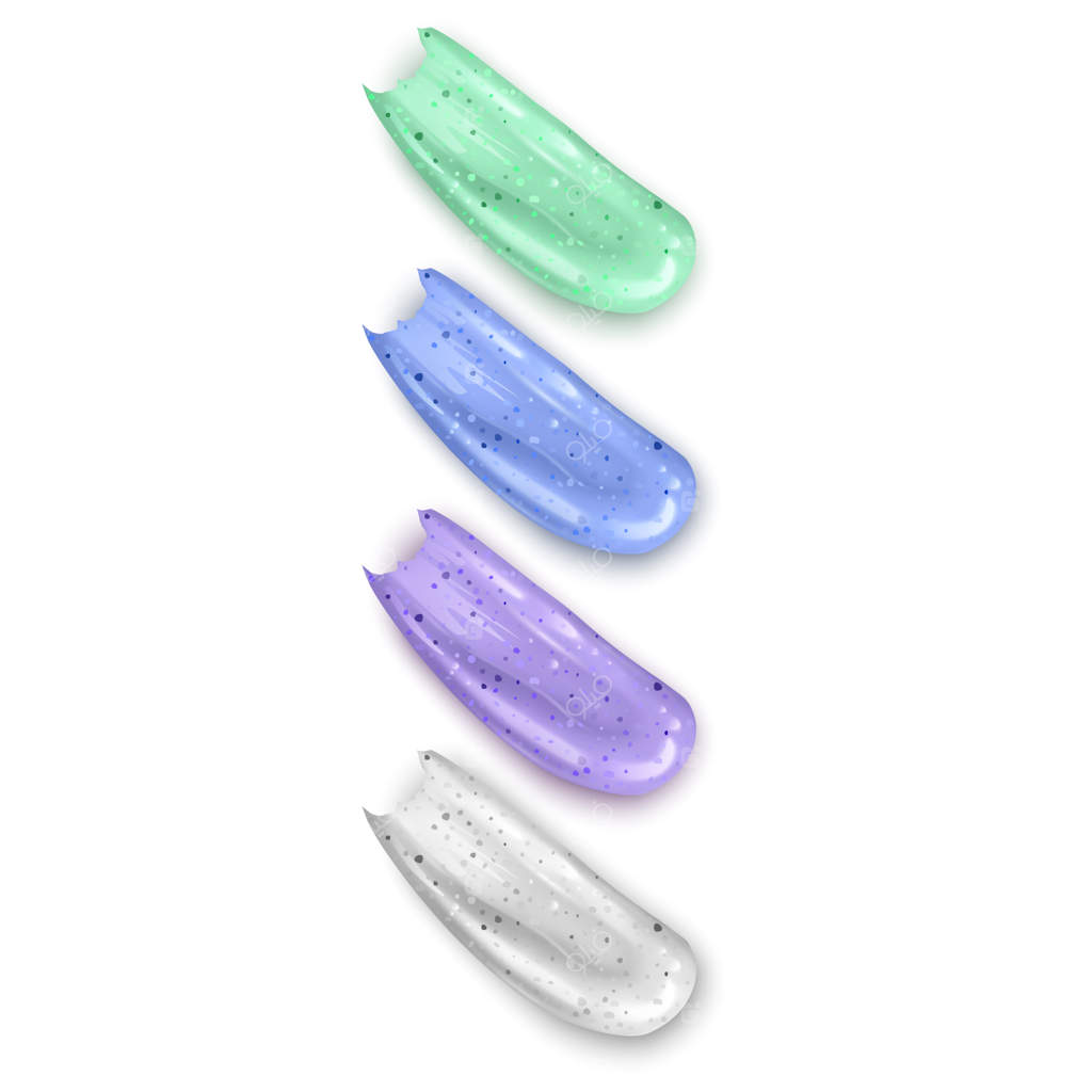 اسکراب رنگارنگ آرایشی، نمونه‌ها روی پس‌زمینه سفید. محصول لایه‌بردار زیبایی برای مراقبت از پوست صورت با کرم یا ژل - طراحی بسته‌بندی تیوپی، تصویرسازی سه‌بعدی واقع‌گرایانه.