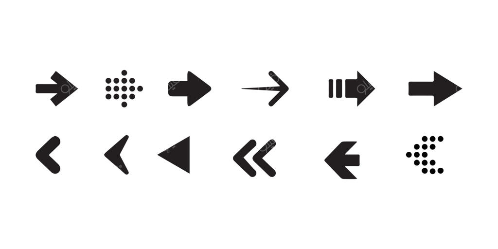 مجموعه آیکون‌های فلش. مجموعه‌ای از فلش‌های مختلف. فلش‌های مشکی وکتوری
