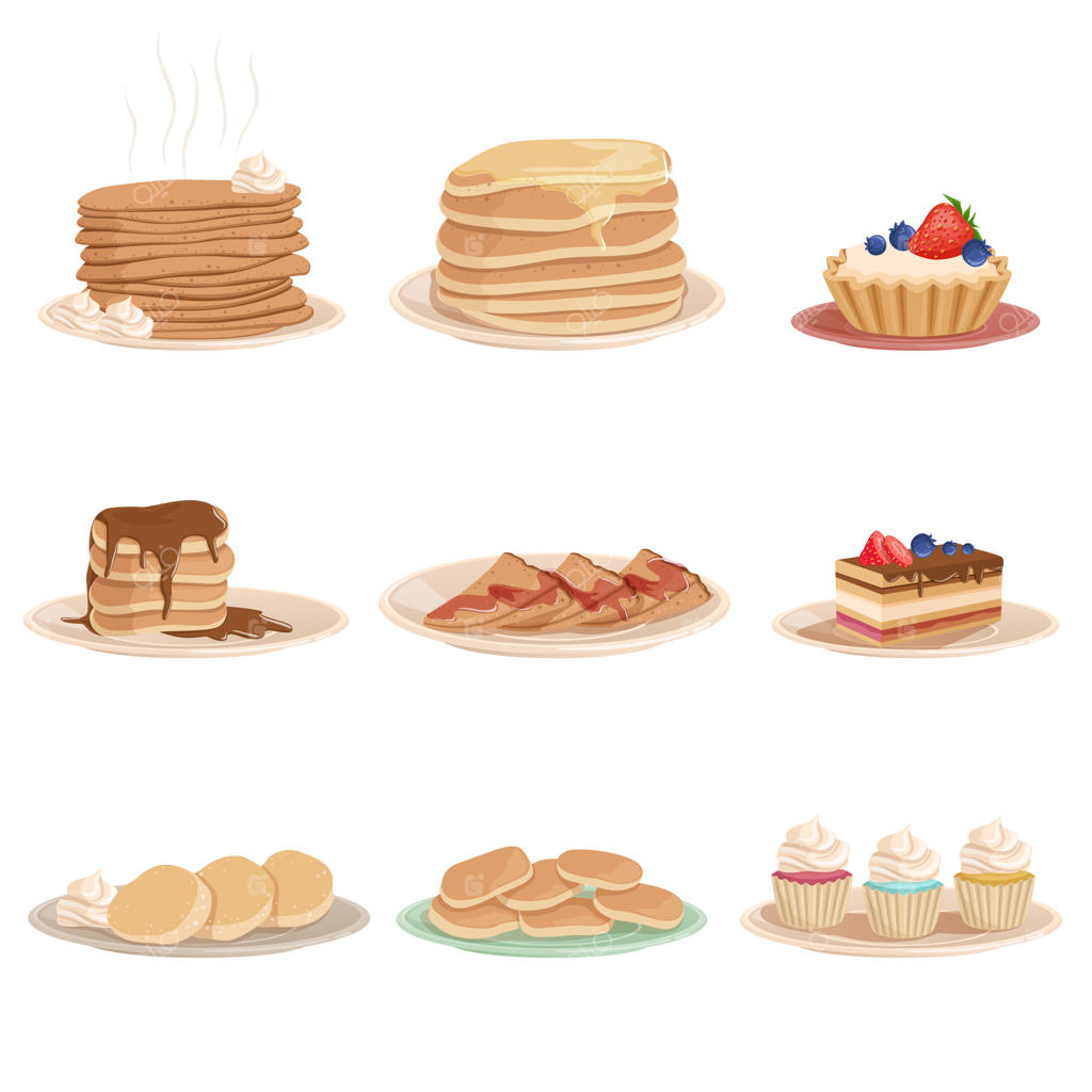 مجموعه رنگارنگ دسرهای شیرین و متنوع