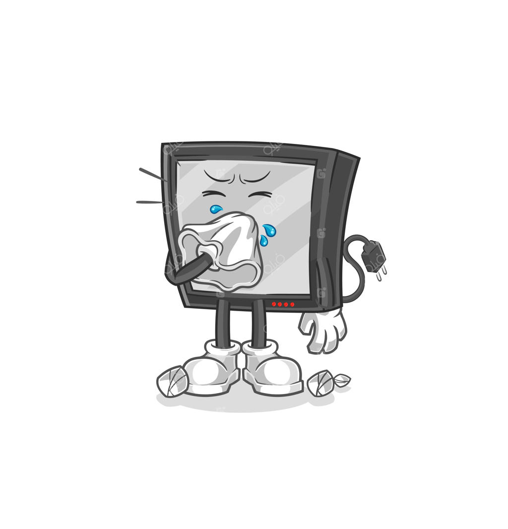 شخصیت کارتونی تلویزیون با دستمال کاغذی - وکتور ماسکات