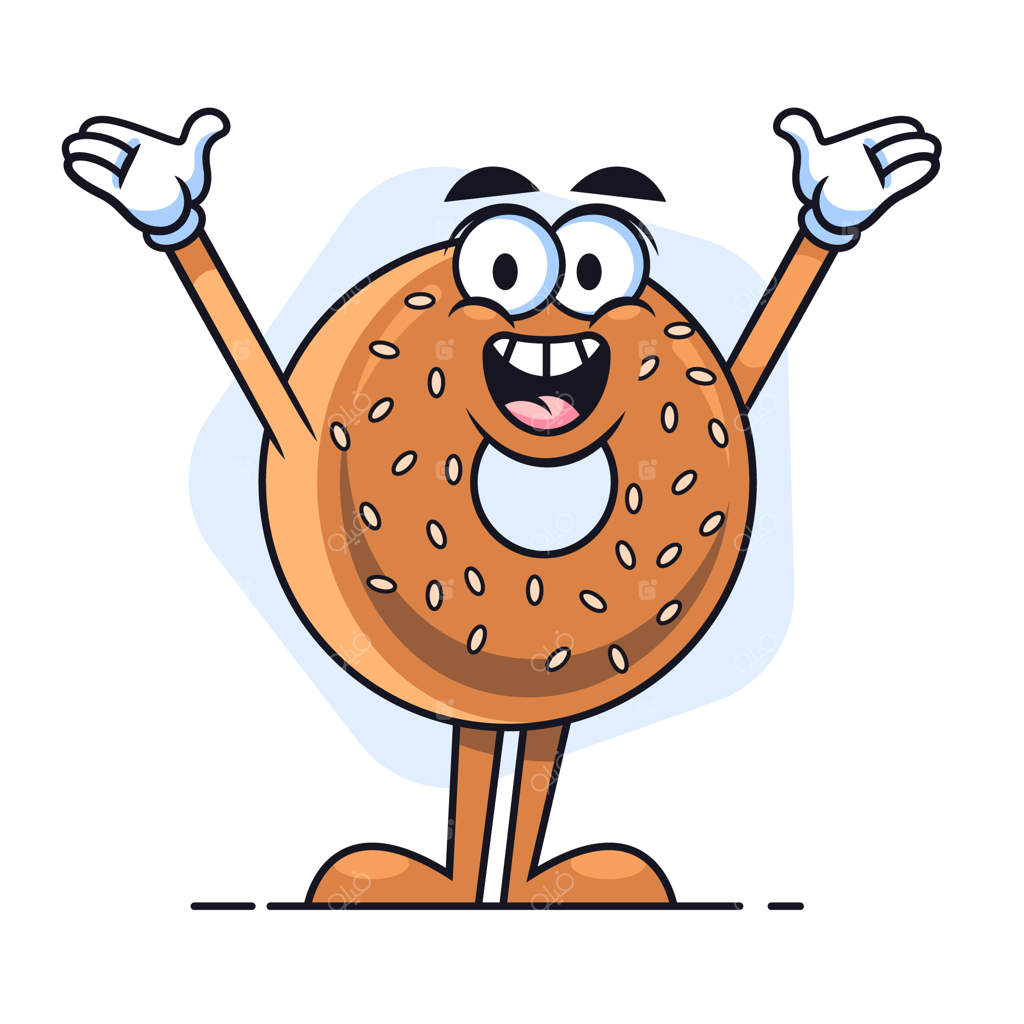 تصویر کارتونی نان بگل دستی کشیده شده