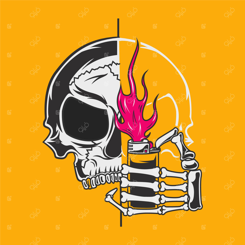 تصویر کارتونی جمجمه آتشین