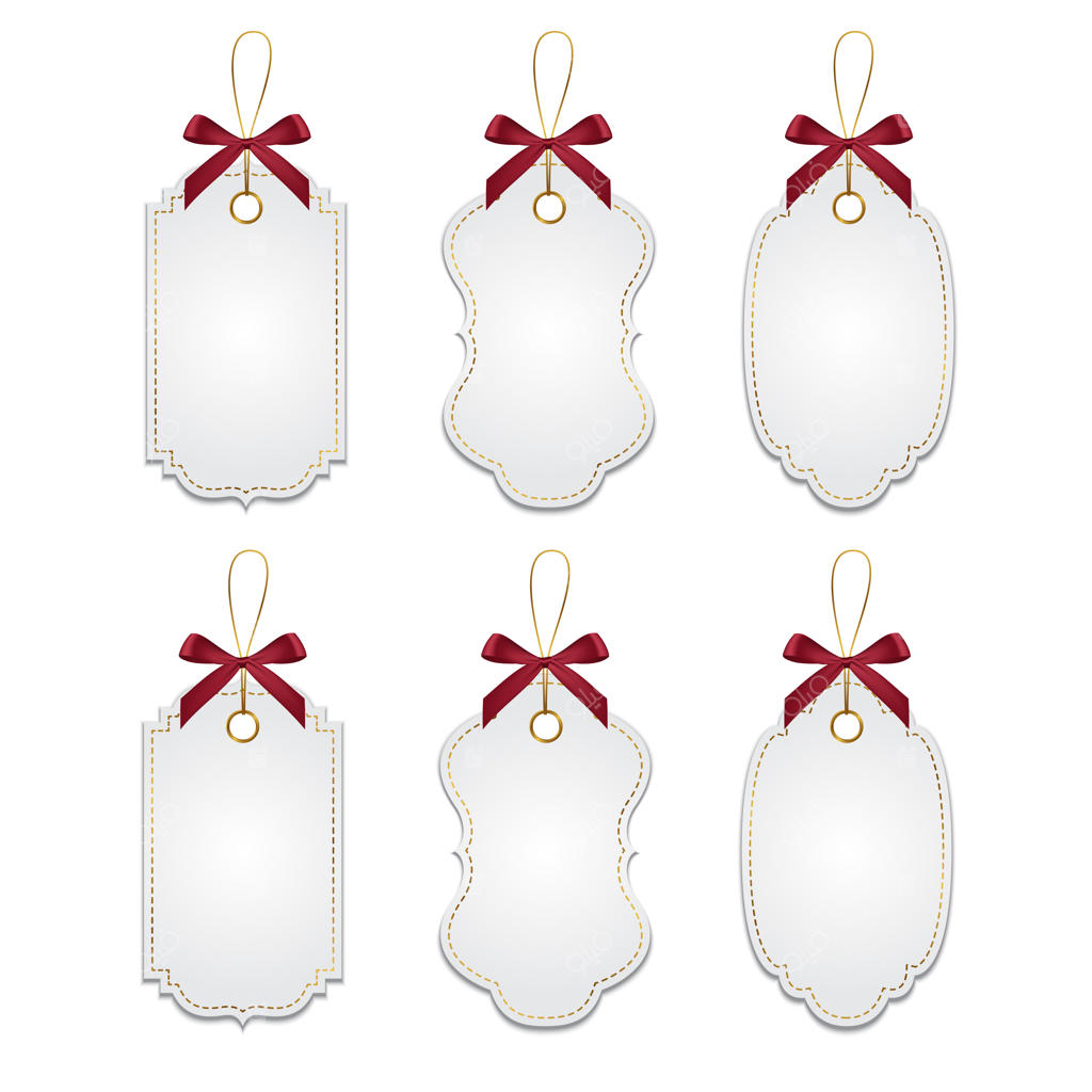 مجموعه‌ای از برچسب‌های شیک با پاپیون قرمز