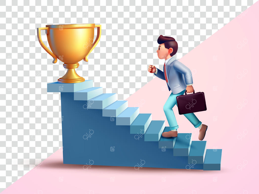 کارمندان از پله‌ها بالا رفتند تا جایزه را دریافت کنند - سه‌بعدی، مناسب برای تجارت، شغل و طراحی