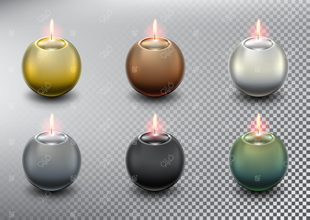 شمع‌های کروی، جدا شده در پس‌زمینه سفید